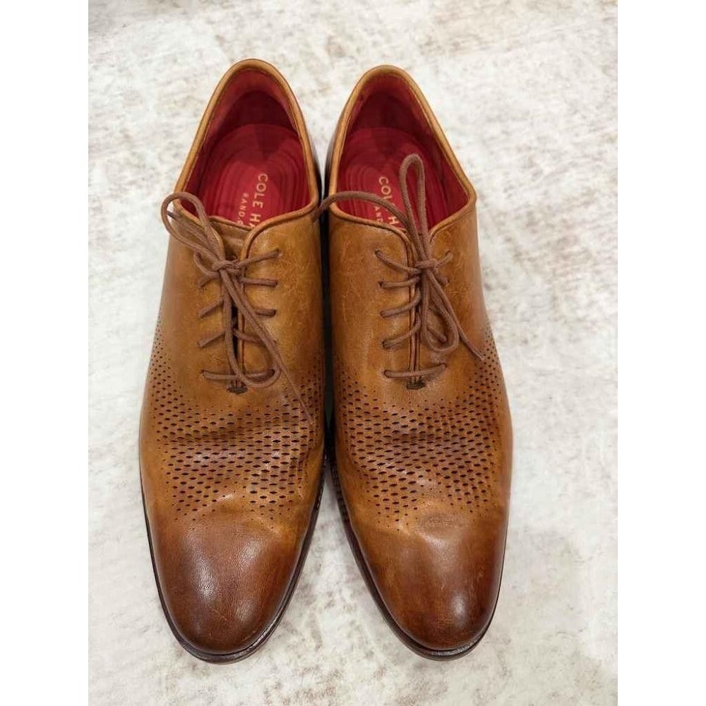 Cole Haan Washington Grand Laser Wingtip Oxfords Tan 10.5